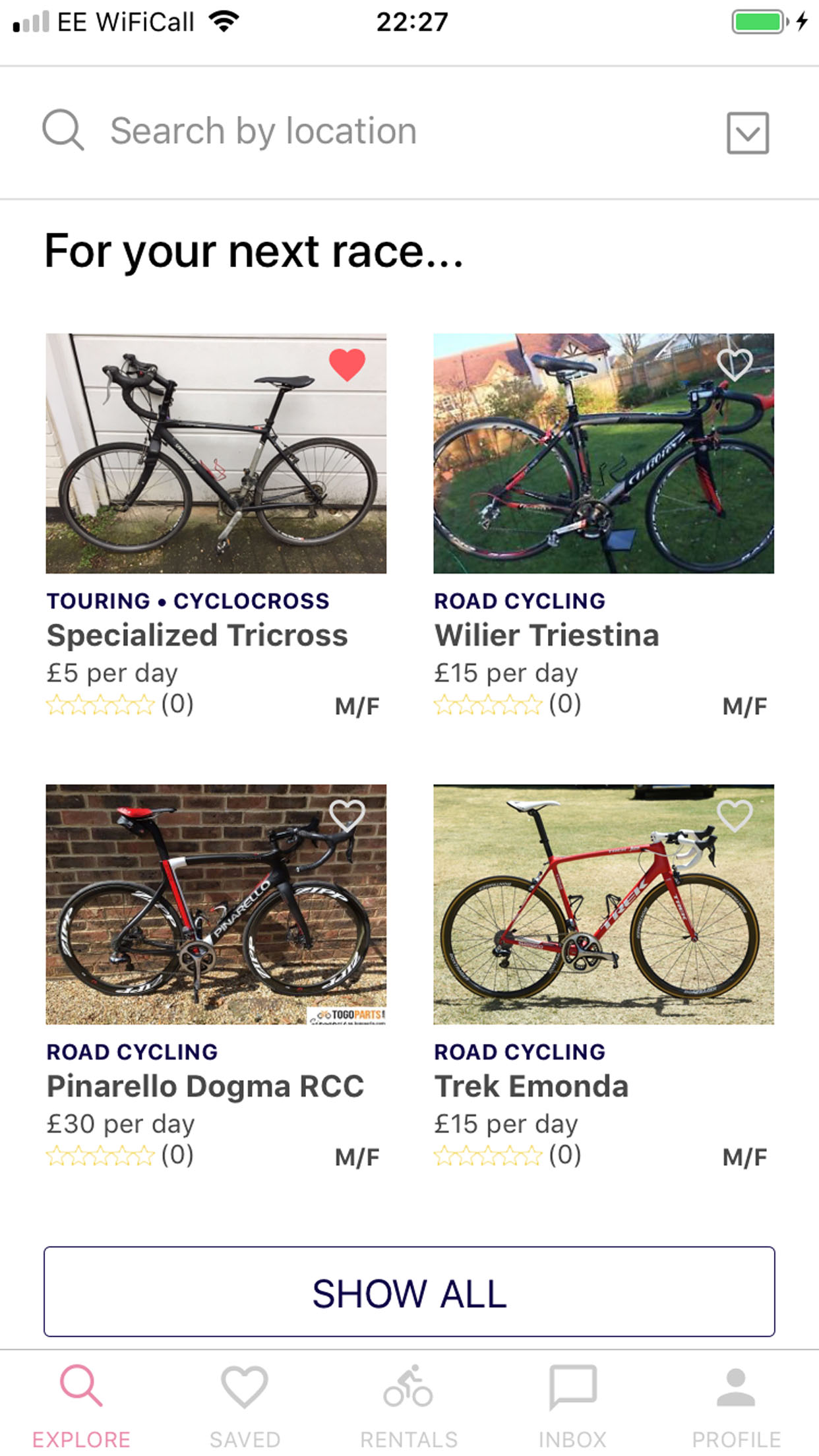 BiblioVélo Explore Screen